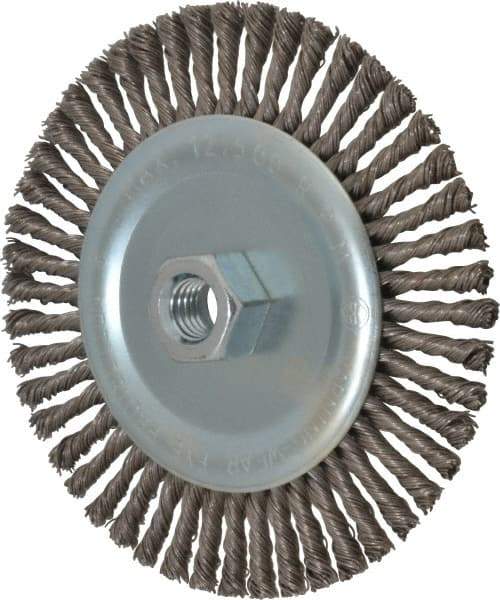 Anderson - 6" OD, 5/8-11 Arbor Hole, Knotted Steel Wheel Brush - 3/16" Face Width, 1-1/8" Trim Length, 0.02" Filament Diam, 12,500 RPM - A1 Tooling