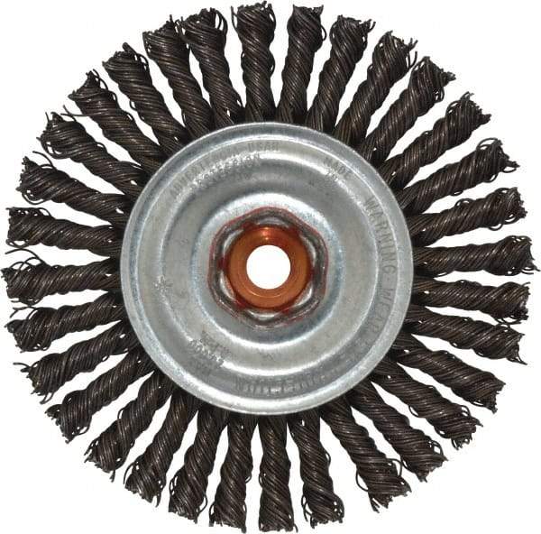 Anderson - 4" OD, M10x1.50 Arbor Hole, Knotted Steel Wheel Brush - 1/4" Face Width, 7/8" Trim Length, 0.02" Filament Diam, 20,000 RPM - A1 Tooling