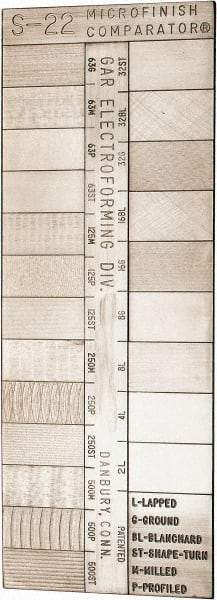 GAR - 2 to 500 micro Inch Surface Finish, Nickel, Surface Finish Comparator - 22 Specimens, 5-3/8 Inch Overall Length x 2 Inch Overall Width, Includes Instructions and Case - A1 Tooling
