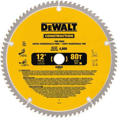 DeWALT - 12" Diam, 1" Arbor Hole Diam, 80 Tooth Wet & Dry Cut Saw Blade - Carbide-Tipped, General Purpose Action, Standard Round Arbor - A1 Tooling