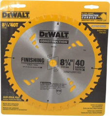 DeWALT - 8-1/4" Diam, 5/8" Arbor Hole Diam, 40 Tooth Wet & Dry Cut Saw Blade - Carbide-Tipped, General Purpose Action, Diamond Arbor - A1 Tooling