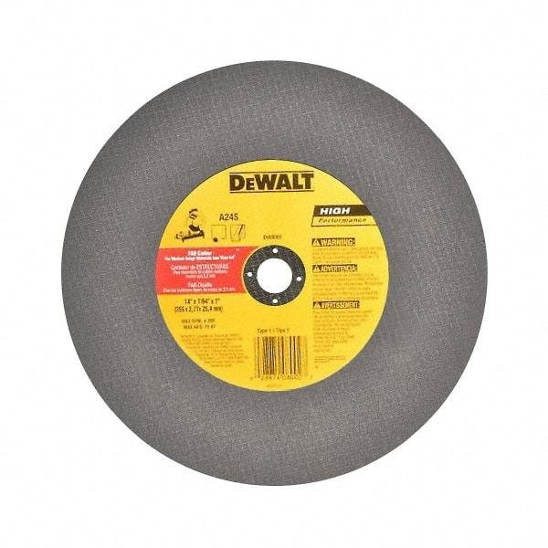 DeWALT - 14" Aluminum Oxide Cutoff Wheel - 7/64" Thick, 1" Arbor, 4,300 Max RPM, Use with Stationary Tools - A1 Tooling