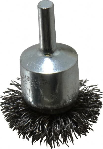 Anderson - 1-1/2" Brush Diam, Crimped, Flared End Brush - 1/4" Diam Shank, 20,000 Max RPM - A1 Tooling