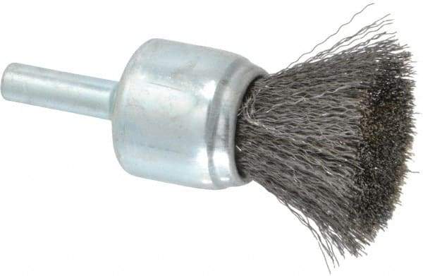 Anderson - 3/4" Brush Diam, Crimped, End Brush - 1/4" Diam Shank, 22,000 Max RPM - A1 Tooling