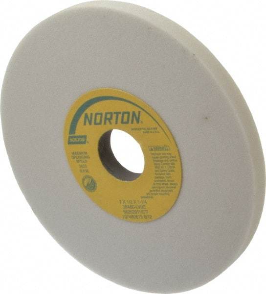 Norton - 7" Diam x 1-1/4" Hole x 1/2" Thick, L Hardness, 60 Grit Surface Grinding Wheel - Aluminum Oxide, Type 1, Medium Grade, 3,600 Max RPM, Vitrified Bond, No Recess - A1 Tooling