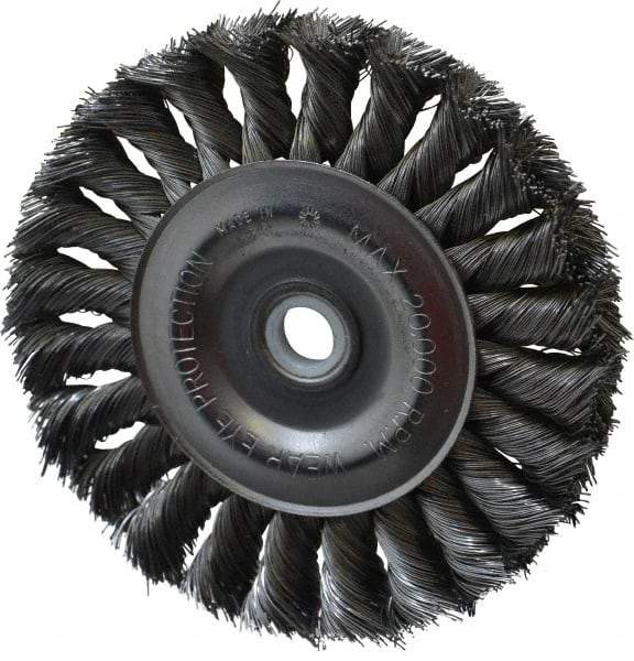 Anderson - 4" OD, 1/2" Arbor Hole, Knotted Steel Wheel Brush - 1/2" Face Width, 7/8" Trim Length, 0.0118" Filament Diam, 20,000 RPM - A1 Tooling