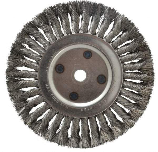 Anderson - 8" OD, 5/8" Arbor Hole, Knotted Steel Wheel Brush - 5/8" Face Width, 1-3/4" Trim Length, 0.016" Filament Diam, 6,000 RPM - A1 Tooling