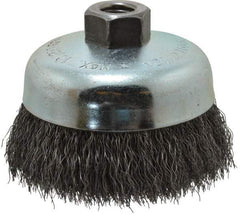 Anderson - 4" Diam, 5/8-11 Threaded Arbor, Steel Fill Cup Brush - 0.0118 Wire Diam, 7/8" Trim Length, 9,000 Max RPM - A1 Tooling