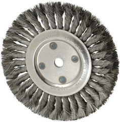 Anderson - 8" OD, 5/8" Arbor Hole, Knotted Steel Wheel Brush - 5/8" Face Width, 1-3/4" Trim Length, 0.014" Filament Diam, 6,000 RPM - A1 Tooling