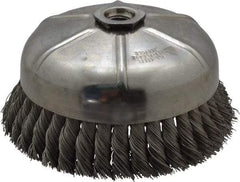 Anderson - 6" Diam, 5/8-11 Threaded Arbor, Steel Fill Cup Brush - 0.02 Wire Diam, 1-3/8" Trim Length, 6,600 Max RPM - A1 Tooling