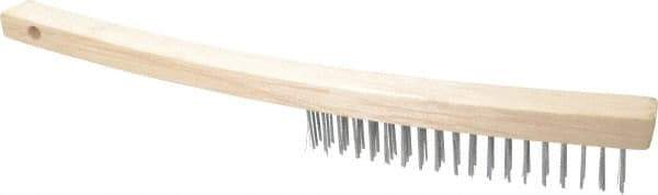 Value Collection - 3 Rows x 19 Columns Bent Handle Scratch Brush - 14" OAL, 1-1/8" Trim Length, Wood Curved Handle - A1 Tooling