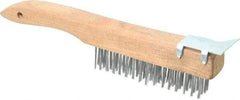 Value Collection - 4 Rows x 16 Columns Shoe Handle Scratch Brush with Scraper - 10" OAL, 1-1/8" Trim Length, Wood Shoe Handle - A1 Tooling