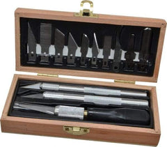 Excel - Hobby Knife Set - 12 Pieces, Includes Wooden Boxed Knife Set 3 Knives, 10 Blades - A1 Tooling