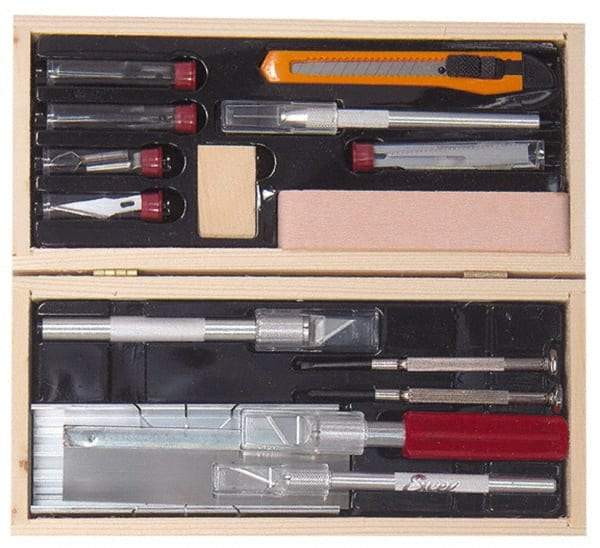 Excel - Hobby Knife Set - 17 Pieces, Includes Deluxe Large Wooden Chest Boxed - A1 Tooling