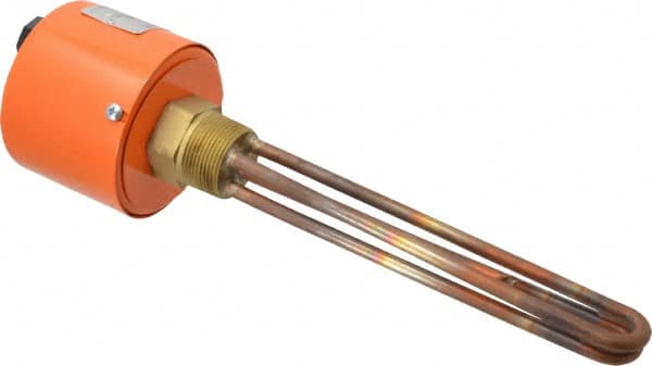 Value Collection - 2 Element, 9-1/4" Immersion Length, Standard Housing, Copper Pipe Plug Immersion Heater - 1 Phase, 120 Volt, 2,000 Watt, 60 Watts/Sq In, Brass Plug - A1 Tooling