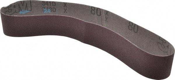 3M - 1-1/2" Wide x 24" OAL, 80 Grit, Aluminum Oxide Abrasive Belt - Aluminum Oxide, Medium, Coated, X Weighted Cloth Backing, Series 341D - A1 Tooling