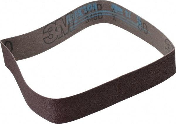 3M - 1-3/16" Wide x 21-1/4" OAL, 80 Grit, Aluminum Oxide Abrasive Belt - Aluminum Oxide, Medium, Coated, X Weighted Cloth Backing, Series 341D - A1 Tooling