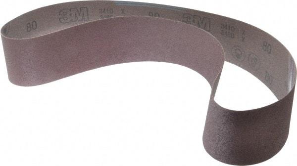 3M - 3" Wide x 48" OAL, 80 Grit, Aluminum Oxide Abrasive Belt - Aluminum Oxide, Medium, Coated, X Weighted Cloth Backing, Series 341D - A1 Tooling