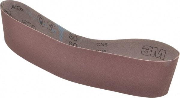 3M - 4" Wide x 36" OAL, 80 Grit, Aluminum Oxide Abrasive Belt - Aluminum Oxide, Medium, Coated, X Weighted Cloth Backing, Series 340D - A1 Tooling