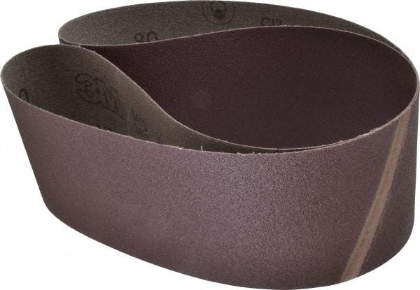 3M - 4" Wide x 52-1/2" OAL, 80 Grit, Aluminum Oxide Abrasive Belt - Aluminum Oxide, Medium, Coated, X Weighted Cloth Backing, Series 341D - A1 Tooling