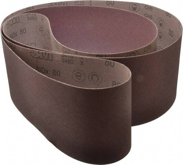 3M - 6" Wide x 108" OAL, 80 Grit, Aluminum Oxide Abrasive Belt - Aluminum Oxide, Medium, Coated, X Weighted Cloth Backing, Series 341D - A1 Tooling