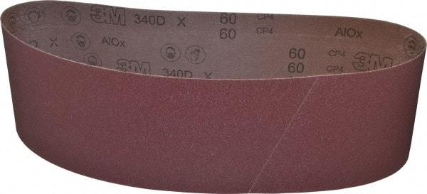 3M - 6" Wide x 48" OAL, 60 Grit, Aluminum Oxide Abrasive Belt - Aluminum Oxide, Medium, Coated, X Weighted Cloth Backing, Series 340D - A1 Tooling