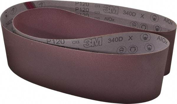 3M - 6" Wide x 89" OAL, 120 Grit, Aluminum Oxide Abrasive Belt - Aluminum Oxide, Fine, Coated, X Weighted Cloth Backing, Series 240D - A1 Tooling