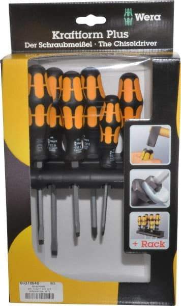 Wera - 6 Piece Phillips & Slotted Screwdriver Set - Round Shank, Ergonomic Handle, Bit Sizes: Philips #1 & #2 - A1 Tooling