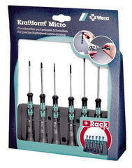 Wera - 6 Piece Phillips & Slotted Screwdriver Set - Round Shank, Ergonomic Handle, Bit Sizes: Philips #0 & #1 - A1 Tooling