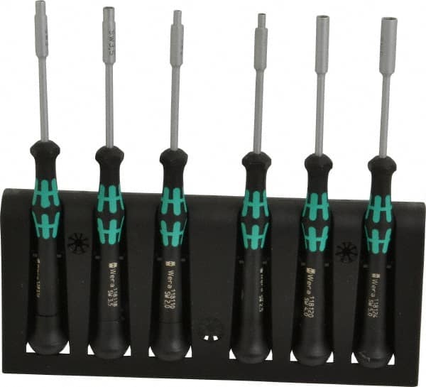 Wera - 6 Piece 2 to 5mm Electronic Nutdriver Set - Standard Shaft, Ergonomic Handle - A1 Tooling