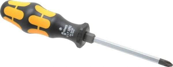 Wera - #2, 8" OAL, Demolition Phillips Screwdriver - 4" Blade Length, Hexagon Shank, Ergonomic Handle - A1 Tooling