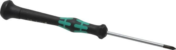 Wera - #0, 6-1/8" OAL, Electronic/Electrostatic Phillips Screwdriver - 2-3/8" Blade Length, Round Shank, Ergonomic Handle - A1 Tooling