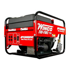 Winco Inc - 3-1/2 hr Full Load Time, 9 kW, Electric/Pull Start, Gasoline, Liquid Propane (LP) & Natural Gas Portable Power Generator - 7 Gal Tank, 32-3/4" Long x 22-1/2" Wide x 22" Deep, 480 cc Engine - A1 Tooling