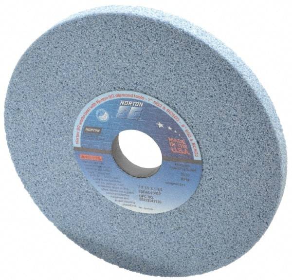 Norton - 7" Diam x 1-1/4" Hole x 1/2" Thick, H Hardness, 46 Grit Surface Grinding Wheel - Ceramic, Type 1, Coarse Grade, 3,600 Max RPM, Vitrified Bond, No Recess - A1 Tooling