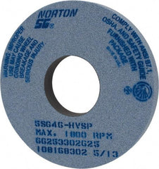 Norton - 14" Diam x 5" Hole x 1-1/2" Thick, H Hardness, 46 Grit Surface Grinding Wheel - Ceramic, Type 1, Coarse Grade, 1,800 Max RPM, Vitrified Bond, No Recess - A1 Tooling