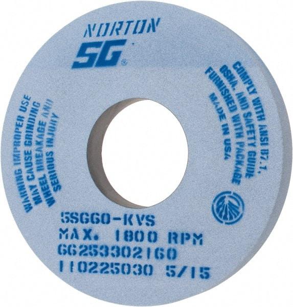 Norton - 14" Diam x 5" Hole x 1-1/2" Thick, K Hardness, 60 Grit Surface Grinding Wheel - Ceramic, Type 1, Medium Grade, 1,800 Max RPM, Vitrified Bond, No Recess - A1 Tooling