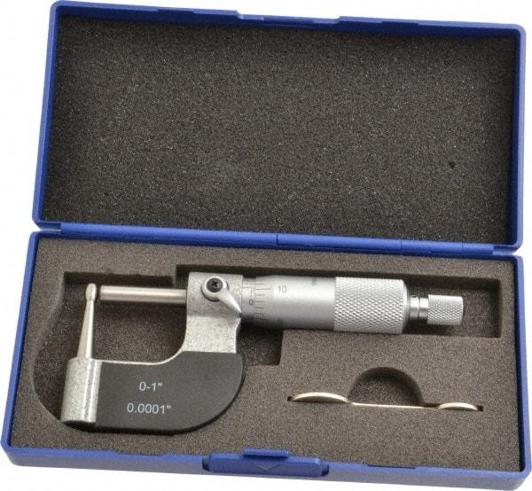 Value Collection - 1 Inch Measurement Range, 0.0001 Inch Graduation, Barrel Anvil, Ratchet Stop Thimble, Mechanical Tube Micrometer - Accurate Up to 0.0001 Inch, Accurate Up to 0.0001 Inch, Enamel Finish, Carbide - A1 Tooling