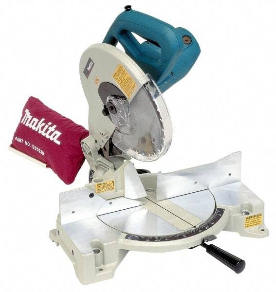 Makita - 15 Amp, 115 Volt, 4,600 RPM, 45° Left Single Bevel Miter Saw - 5/8" Arbor, 10" Blade Diam - A1 Tooling