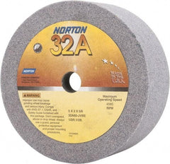 Norton - 5" Diam, 5/8" Hole Size, 2" Overall Thickness, 60 Grit, Type 6 Tool & Cutter Grinding Wheel - Medium Grade, Aluminum Oxide, J Hardness, Vitrified Bond, 4,585 RPM - A1 Tooling