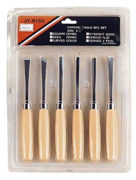 6 Piece Wood Gouge Set 7″ OAL, Steel Blade