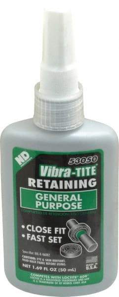 Vibra-Tite - 50 mL Bottle, Green, High Strength Liquid Retaining Compound - Series 530, 24 hr Full Cure Time - A1 Tooling