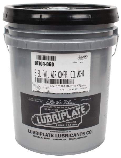 Lubriplate - 5 Gal Pail, ISO 32, SAE 10, Air Compressor Oil - 137 Viscosity (SUS) at 100°F, 43 Viscosity (SUS) at 210°F, Series AC-0 - A1 Tooling