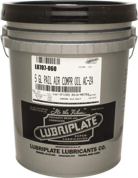 Lubriplate - 5 Gal Pail, ISO 100, SAE 30, Air Compressor Oil - 430 Viscosity (SUS) at 100°F, 63 Viscosity (SUS) at 210°F, Series AC-2A - A1 Tooling