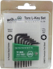 Wiha - 7 Piece T6 to T20 L-Key Short Arm Torx Key Set - T6, T7, T8, T9, T10, T15, T20 Torx Size - A1 Tooling