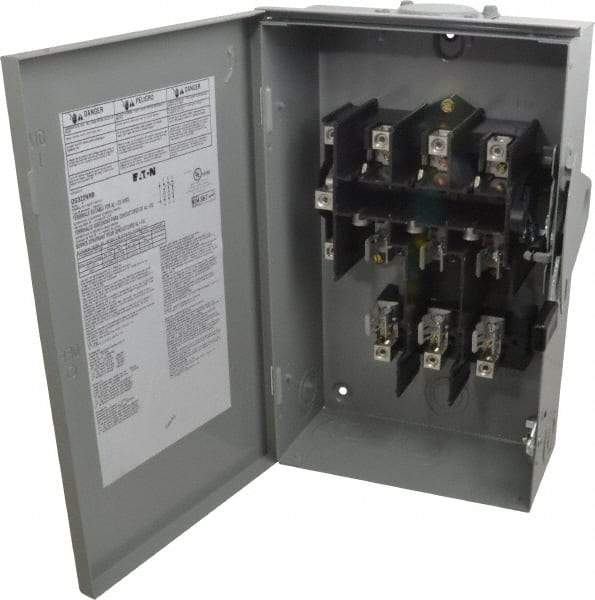 Eaton Cutler-Hammer - 60 Amp, 240 VAC, 3 Pole Fused Safety Switch - NEMA 3R, 3 Phase, 3 to 10 hp at 240 VAC (Single Phase), 7-1/2 to 15 hp at 240 VAC (Triple Phase), 3PST Contact Form - A1 Tooling