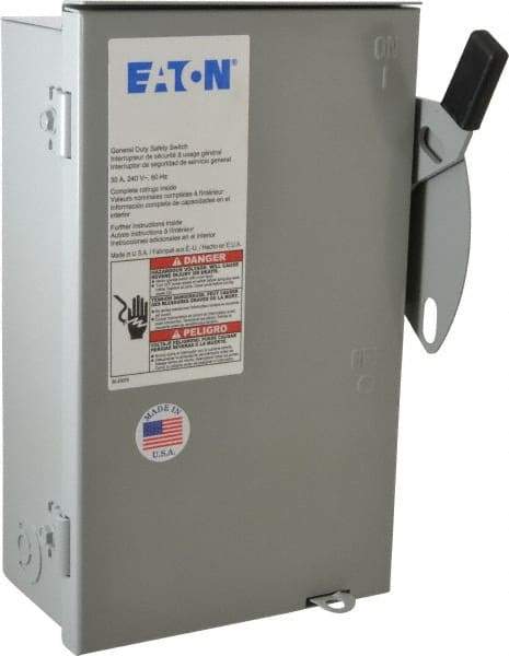 Eaton Cutler-Hammer - 30 Amp, 240 VAC, 3 Pole Nonfused Safety Switch - NEMA 3R, 3 Phase, 3 hp at 240 VAC (Single Phase), 7-1/2 hp at 240 (Triple Phase), 3PST Contact Form - A1 Tooling