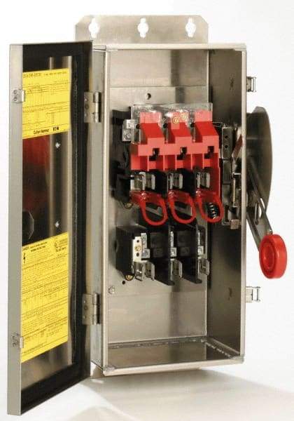 Eaton Cutler-Hammer - 200 Amp, 250 VDC, 480-600 VAC, 3 Pole Fused Safety Switch - NEMA 3R, 3 Phase, 50 hp at 480/600 VAC (Single Phase), 125 hp at 480 VAC, 150 hp at 600 VAC (Triple Phase), 3PST Contact Form - A1 Tooling