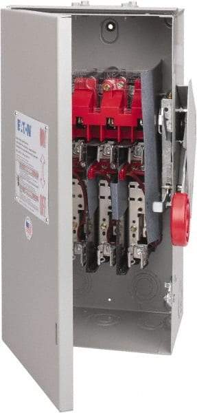 Eaton Cutler-Hammer - 60 Amp, 250 VDC, 480-600 VAC, 3 Pole Fused Safety Switch - NEMA 3R, 3 Phase, 20 hp at 480 VAC, 25 hp at 600 VAC (Single Phase), 30 hp at 480 VAC, 50 hp at 600 VAC (Triple Phase), 3PST Contact Form - A1 Tooling