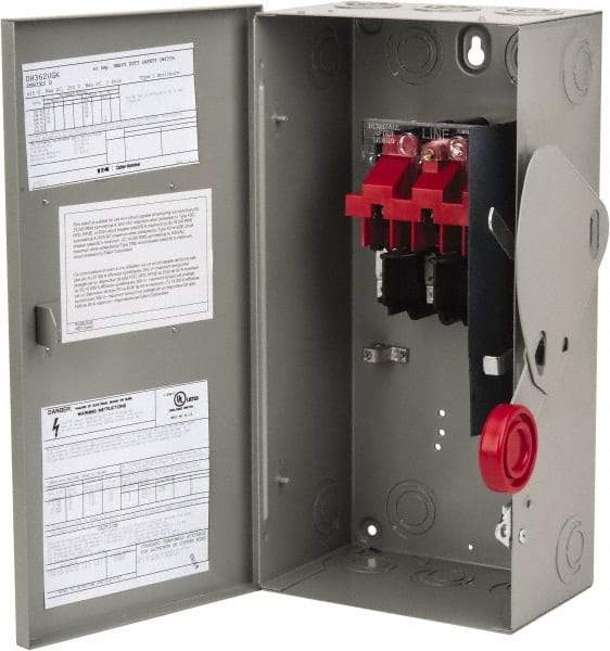 Eaton Cutler-Hammer - 60 Amp, 250 VDC, 480-600 VAC, 3 Pole Nonfused Safety Switch - NEMA 1, 1 Phase, 20 hp at 480 VAC, 25 hp at 600 VAC (Single Phase), 50 hp at 480 VAC, 60 hp at 600 VAC (Triple Phase), 3PST Contact Form - A1 Tooling