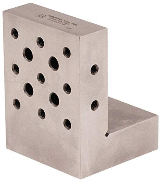 Suburban Tool - 3" Wide x 4" Deep x 3" High Steel Precision-Ground Angle Plate - Standard Plate, Machined Holes on Surface, Open End, 1" Thick, Pair of Plates - A1 Tooling